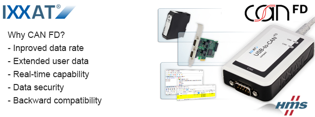HMS lanza nuevos productos IXXAT para CAN FD