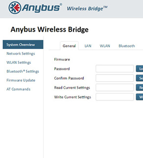 Anybus wireless II, Web Interfaz