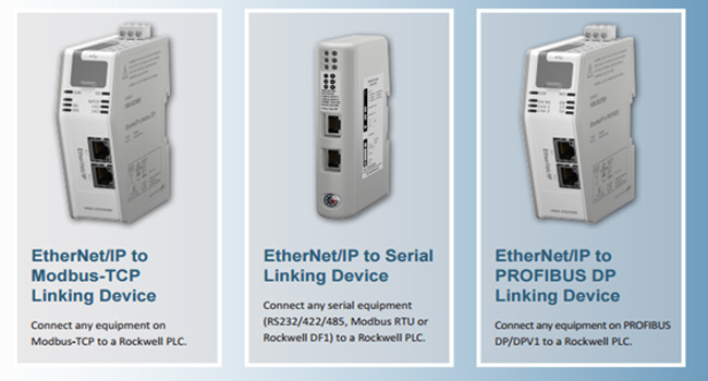 EtherNet/IP™ Linking Devices de Anybus permite conectar dispositivos Profibus, Modbus TCP o RS232/422/485 directamente a los autómatas ControlLogix o CompactLogix de Rockwell.