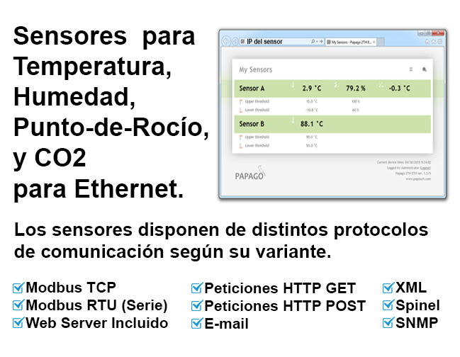 Medidores de Temperatura, Humedad y Energia para Red Ethernet y Modbus... solución económica y sencilla.