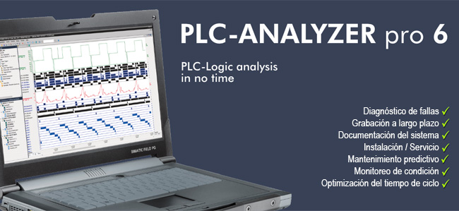 PLC-ANALYZER pro 6 es un sistema de software para análisis lógico y registro de valores medidos en instalaciones controladas por PLC.