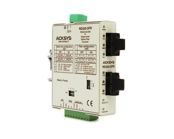 RD320-OFR Universal serial RS232-RS422-RS485 to single-mode optic fiber media converter (4 SC type connectors )
