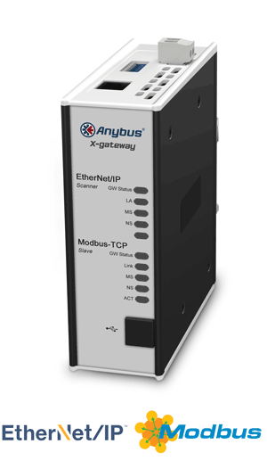 
		Anybus X-gateway – EtherNet/IP Scanner - Modbus TCP Server
	