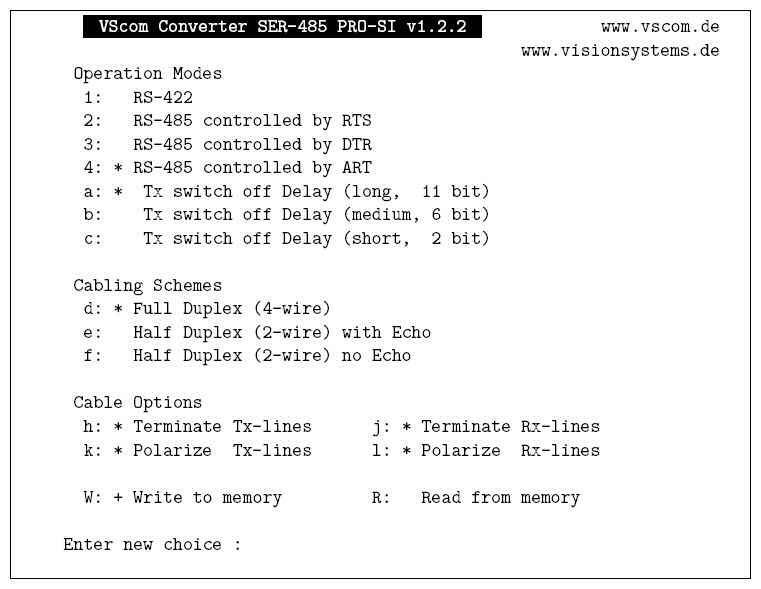 Configuration Menu