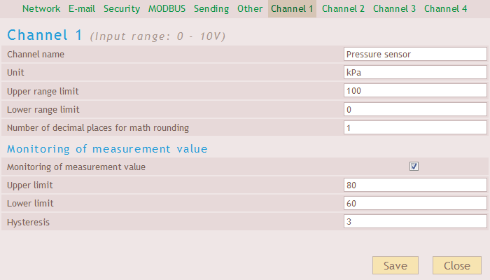 Web- Input configuration