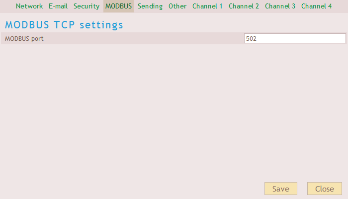 Web- Modbusu configuration