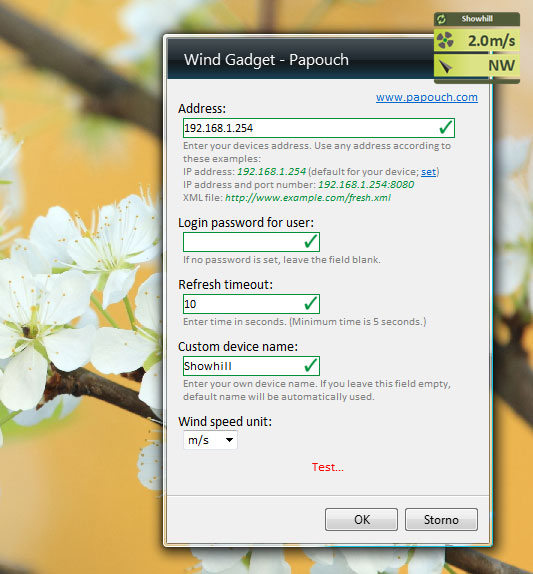 Anemometer gadget on Windows desktop